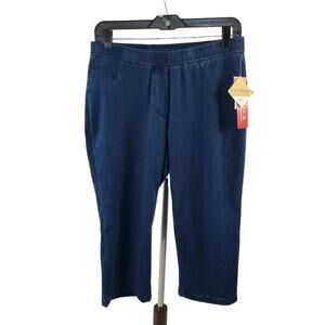 Cathy Daniels Blue Denim Stretchy Pull on Capris Size PS NEW!